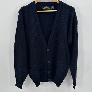 Raf‎ Long Sleeve V Neck Cardigan Men Aztec Acrylic XL Geometric Grampa Sweater
